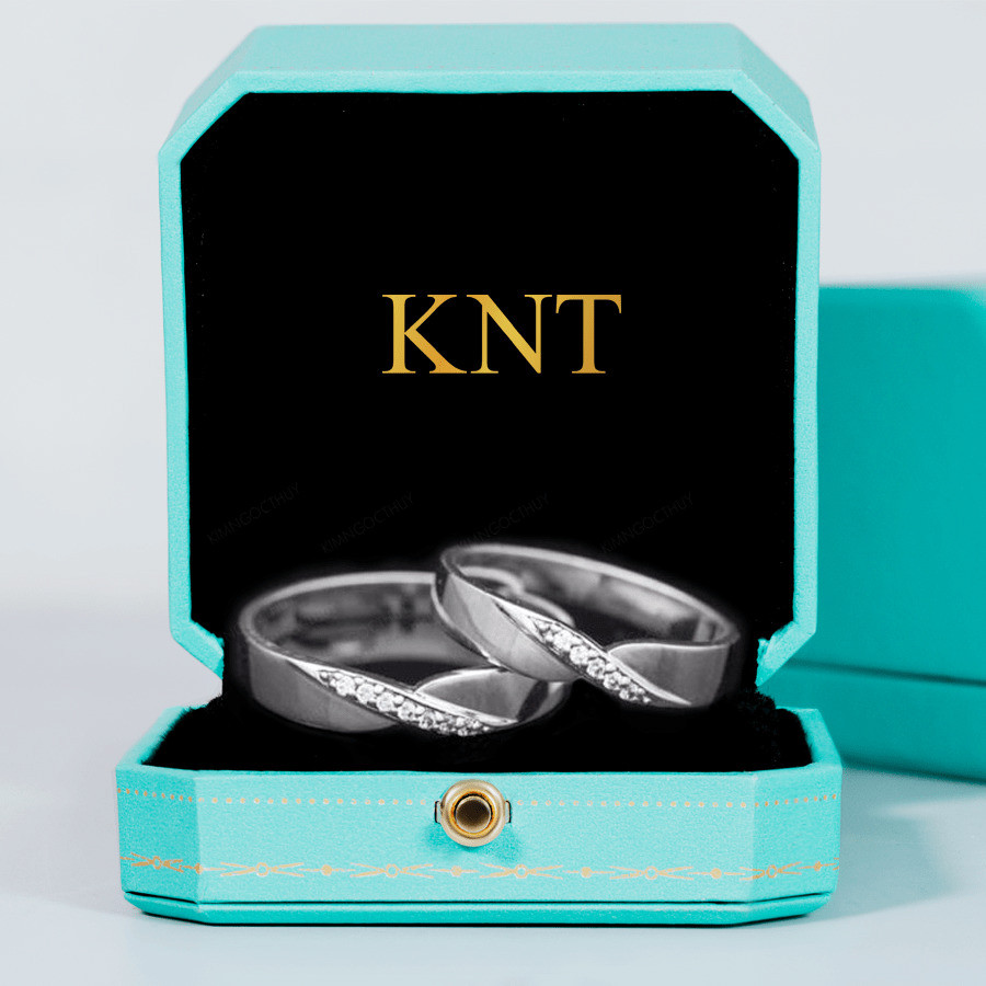 Nhẫn cưới E31 màu vàng trắng tinh tế và thanh lịch