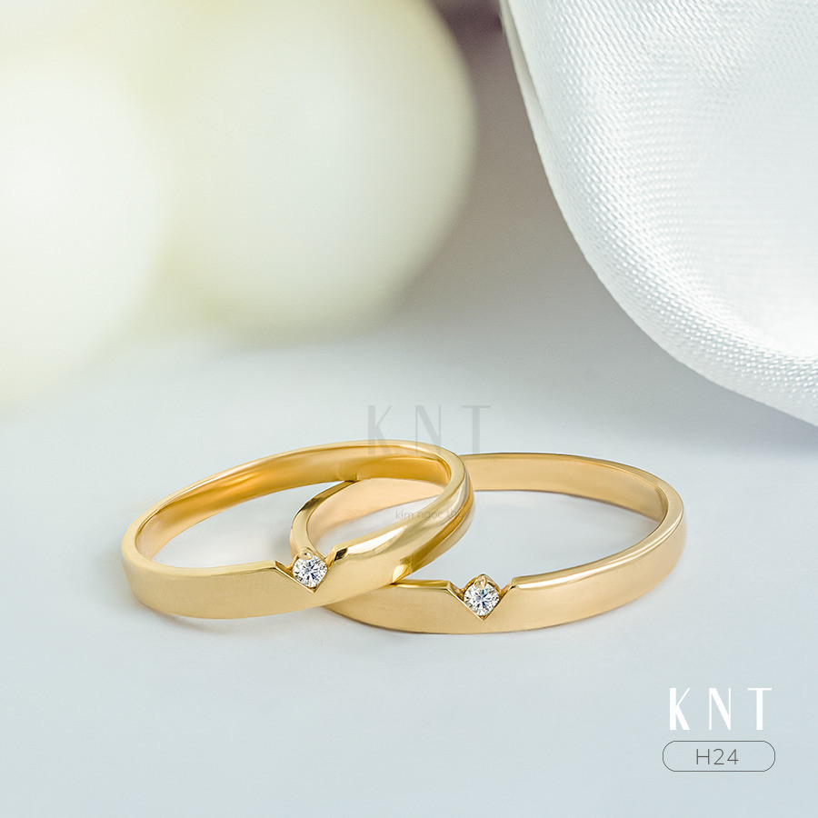 Nhẫn cưới H24 chất liệu vàng 10K/14K/607/18K