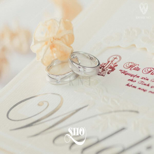Nhẫn cưới S110 thiết kế đường viền nhẫn bo tròn mềm mại