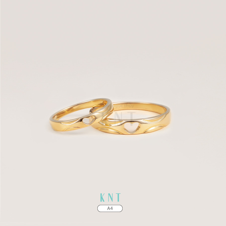 Nhẫn cưới A4 thiết kế hiện đại với hoạ tiết hình trái tim
