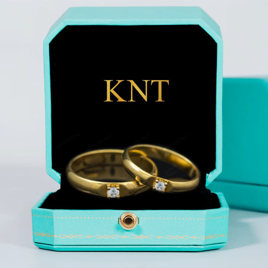 Nhẫn cưới A91 đính đá nhỏ trung tâm