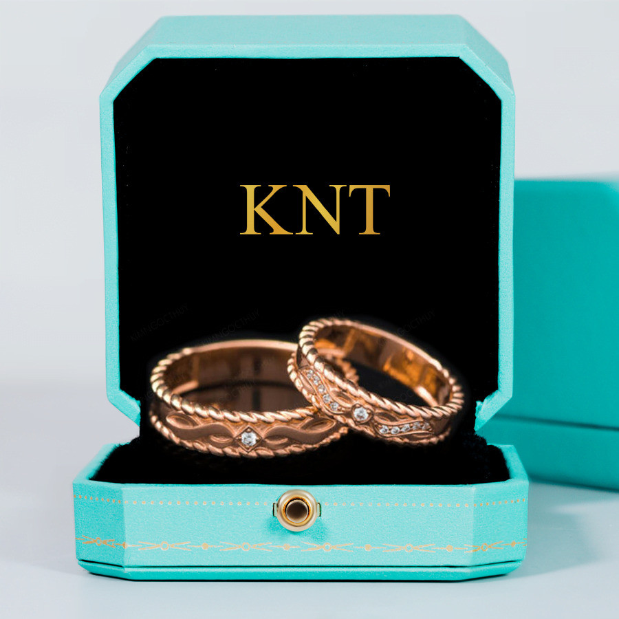 Nhẫn cưới F14 đính đá lấp lánh và tinh xảo