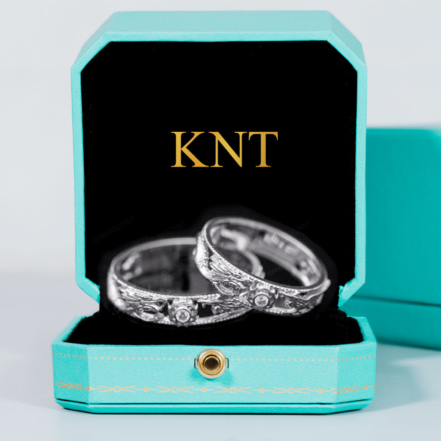 Nhẫn cưới rồng phụng J26 màu vàng trắng thanh lịch