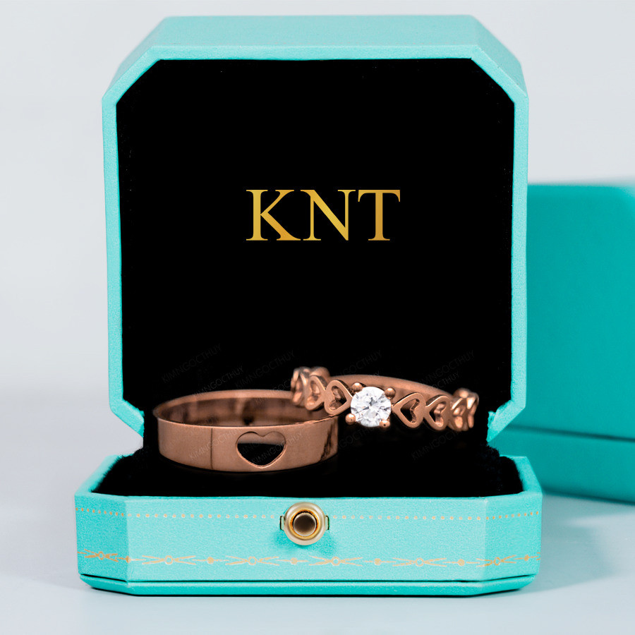 Nhẫn cưới E480 màu vàng hồng độc đáo