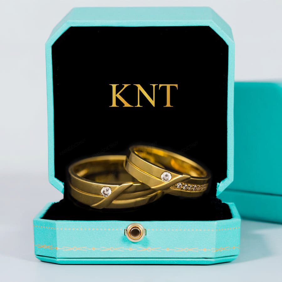 Nhẫn cưới E16 đính đá lấp lánh