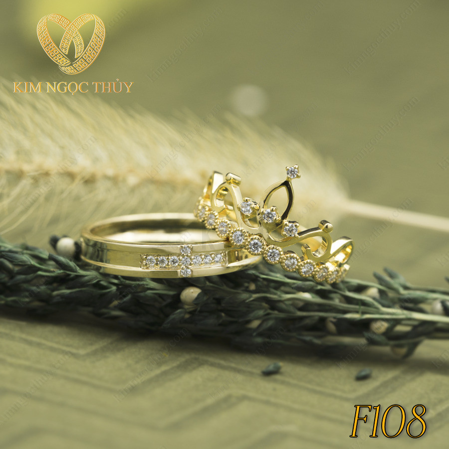 Nhẫn cưới F108 phong cách King and Queen độc đáo