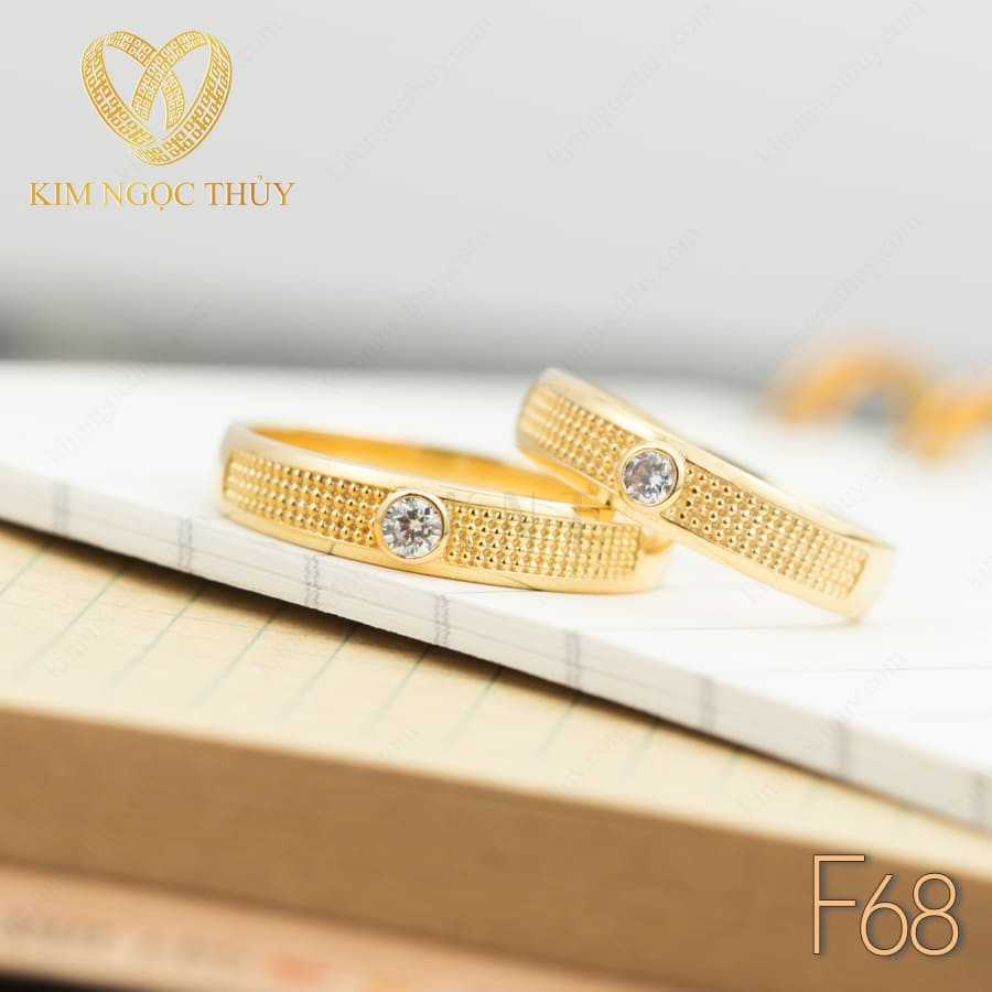 Nhẫn cưới F68 đính đá CZ/Moissanite/Kim cương cao cấp
