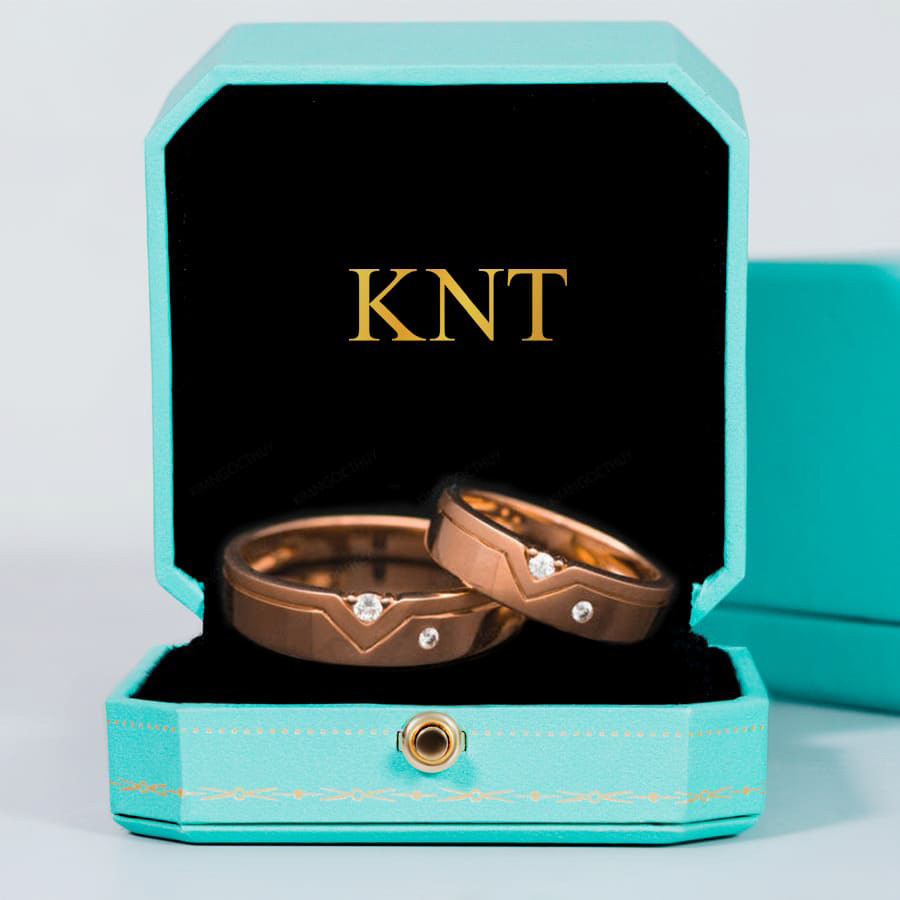 Nhẫn cưới E15 màu vàng hồng độc đáo và nổi bật