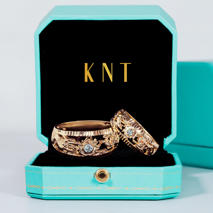 Nhẫn cưới rồng phụng J15 đường nét chạm khắc tinh tế và tỉ mỉ