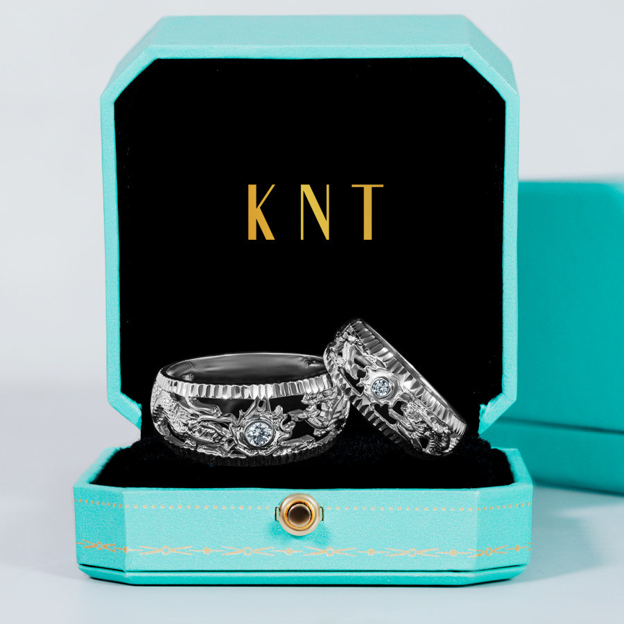 Nhẫn cưới rồng phụng J15 nhẫn nữ khắc hình phụng thanh lịch