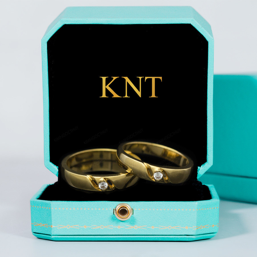 Nhẫn cưới E602 chất liệu vàng và đá có thể tuỳ chọn