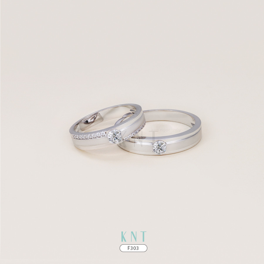 Nhẫn cưới F303 chất liệu vàng 10K/14K/607/18K tuỳ chọn