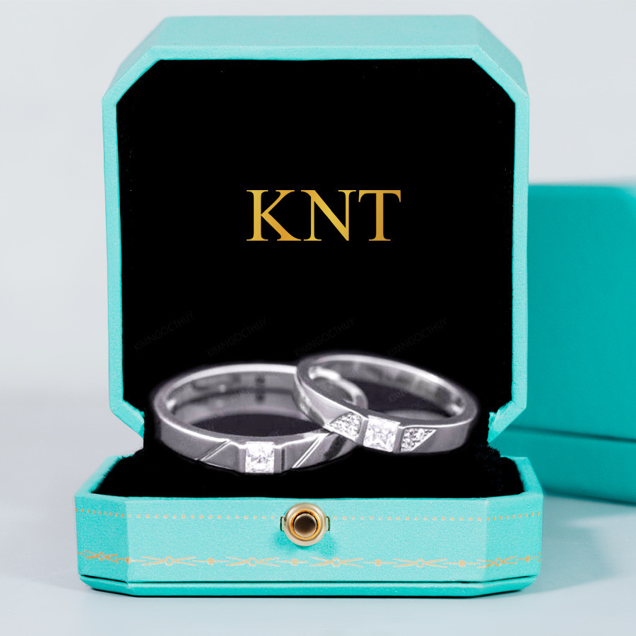 Nhẫn cưới F304 nhẫn nữ đính đá nhỏ bên cạnh đá chủ