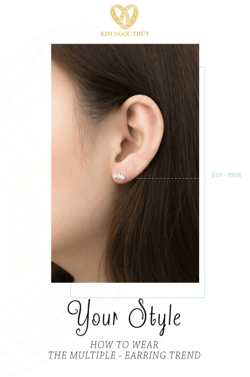 Bông tai B19 hình giọt nước đính đá tại Kim Ngọc Thủy