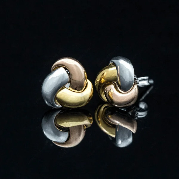 Bông tai B49B Multi Gold 3 màu độc đáo, chất liệu vàng 14K