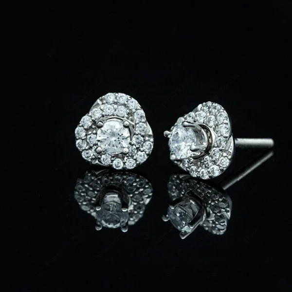 Bông tai B62 - PK5 hình hoa đính đá, chất liệu vàng 14K sang trọng