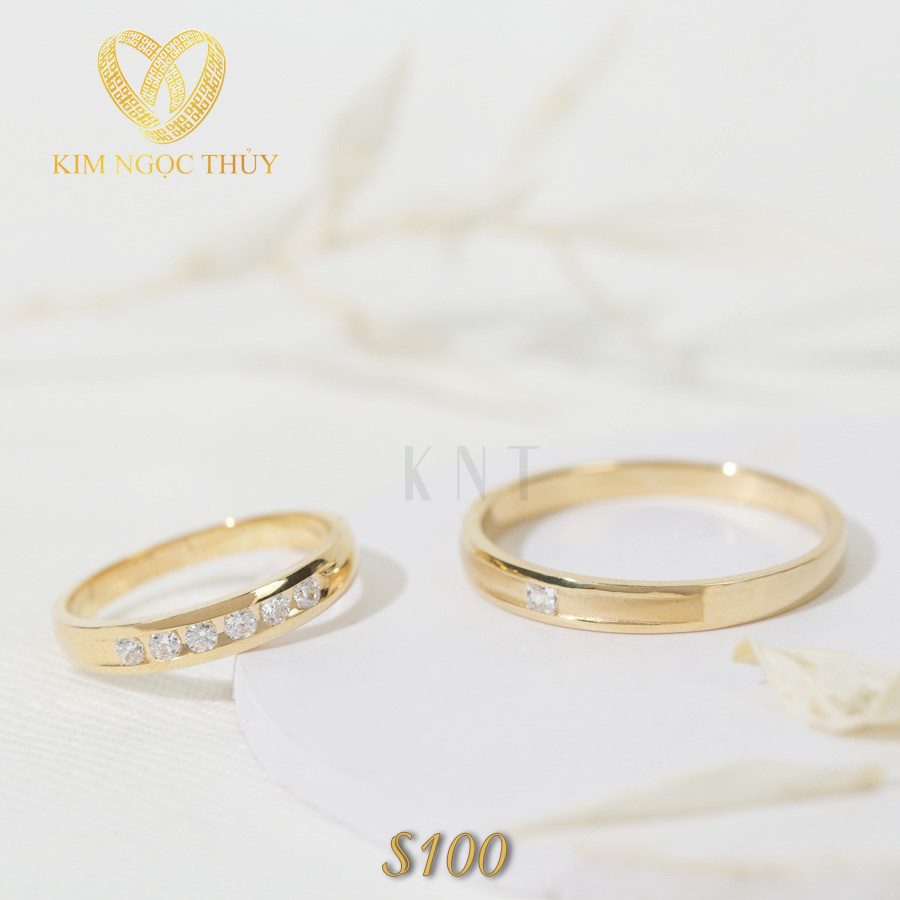 Nhẫn cưới S100 thiết kế nhẫn nữ đính hàng đá nhỏ tinh tế