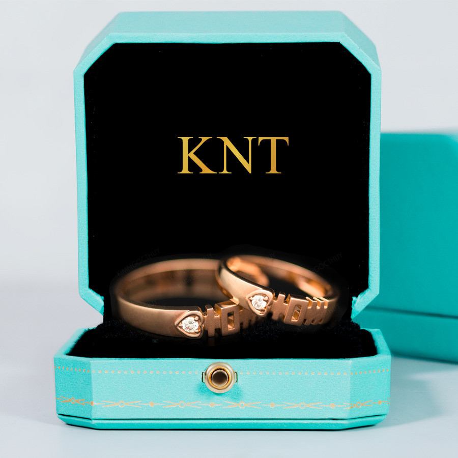 Nhẫn cưới E801 màu vàng hồng