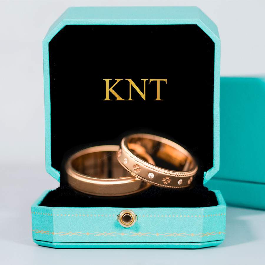 Nhẫn cưới F311 màu vàng hồng cá tính