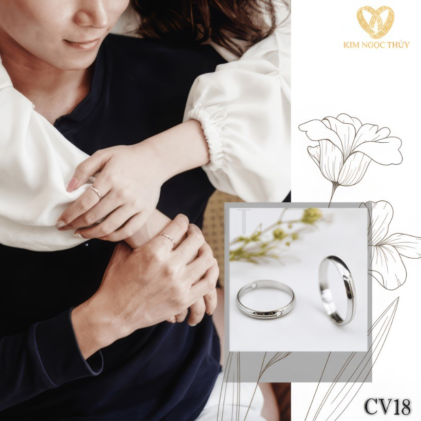 Nhẫn cặp vàng CV18 thiết kế mặt trăng và mặt trời độc đáo