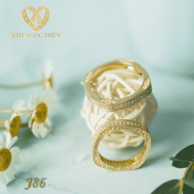 Nhẫn cưới J86 thiết kế bản vuông hiện đại