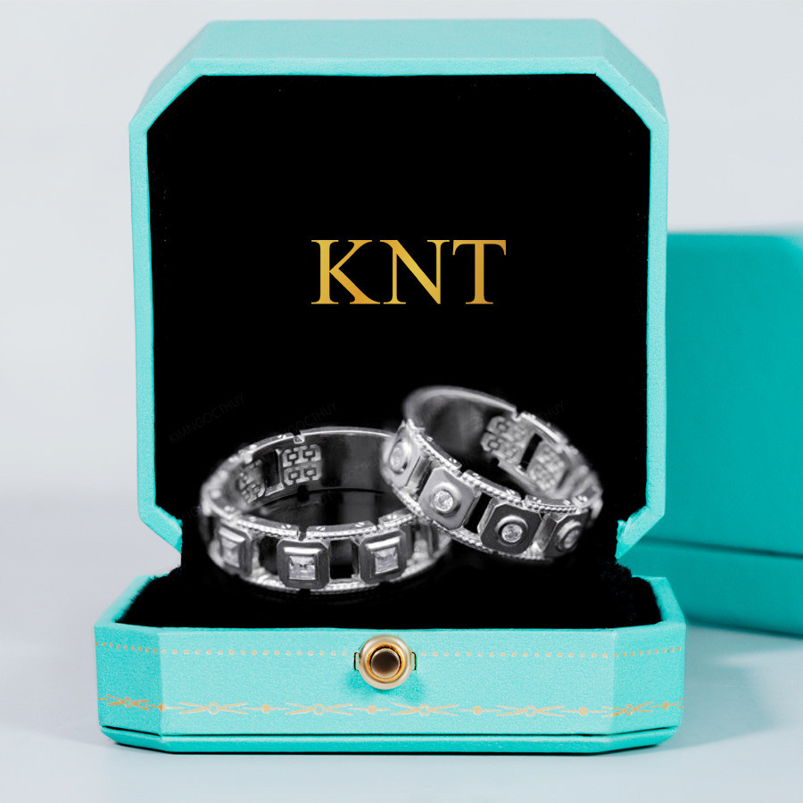 Nhẫn cưới J87 nhẫn nam đính đá vuông mạnh mẽ