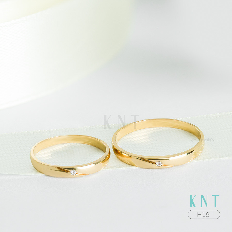 Nhẫn cưới H19 chất liệu vàng 10K/14K/607/18K