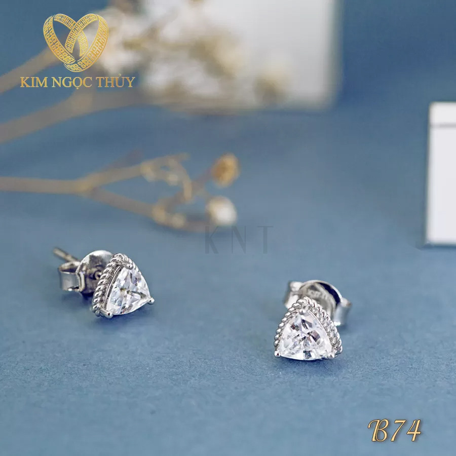 Bông Tai B74 bông tai nụ hình tam giác chất liệu vàng 10K