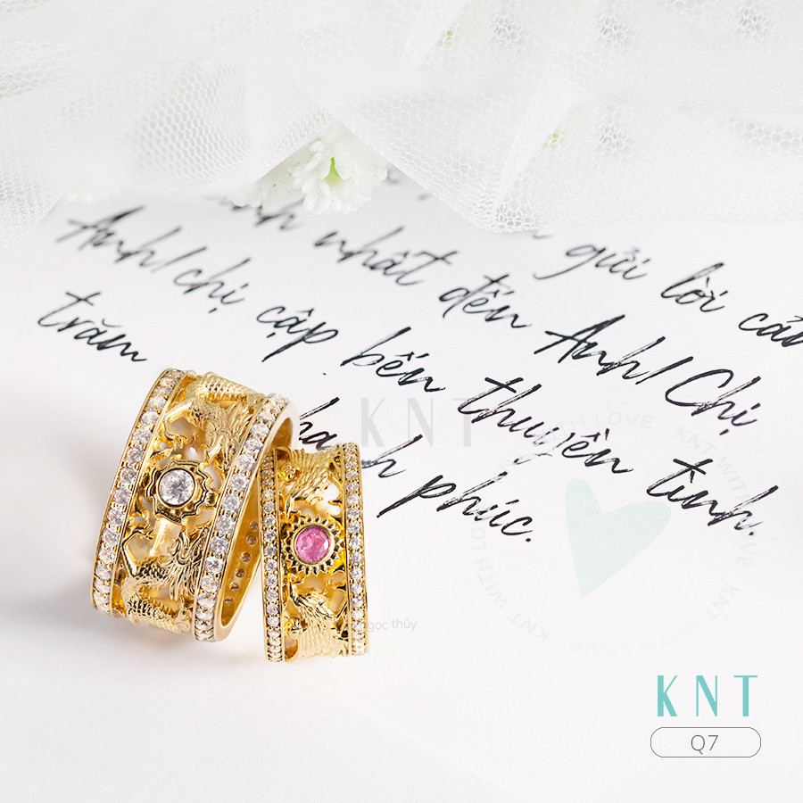 Nhẫn cưới rồng phụng Q7 khắc tên miễn phí