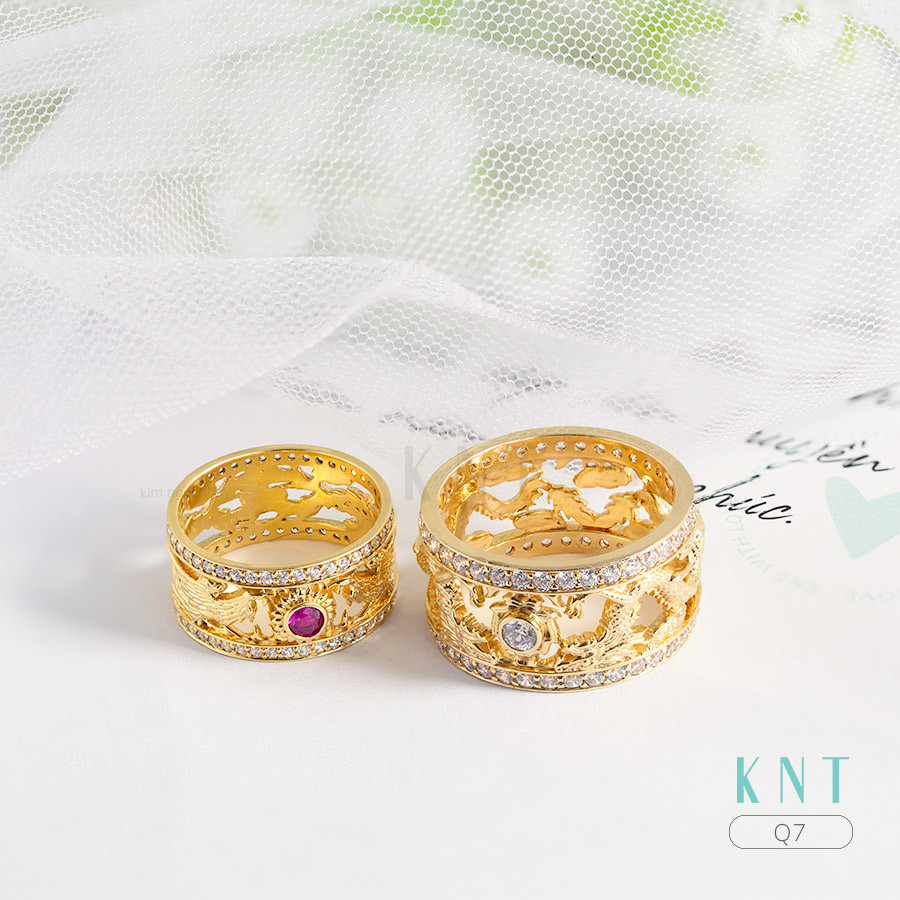 Nhẫn cưới rồng phụng Q7 phong cách cổ điển và chạm khắc tỉ mỉ