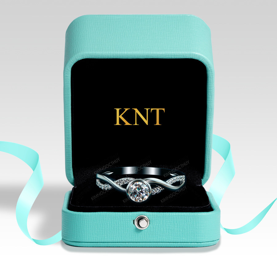 Nhẫn đính hôn R305 thiết kế đai xoắn mềm mại đính đá lấp lánh