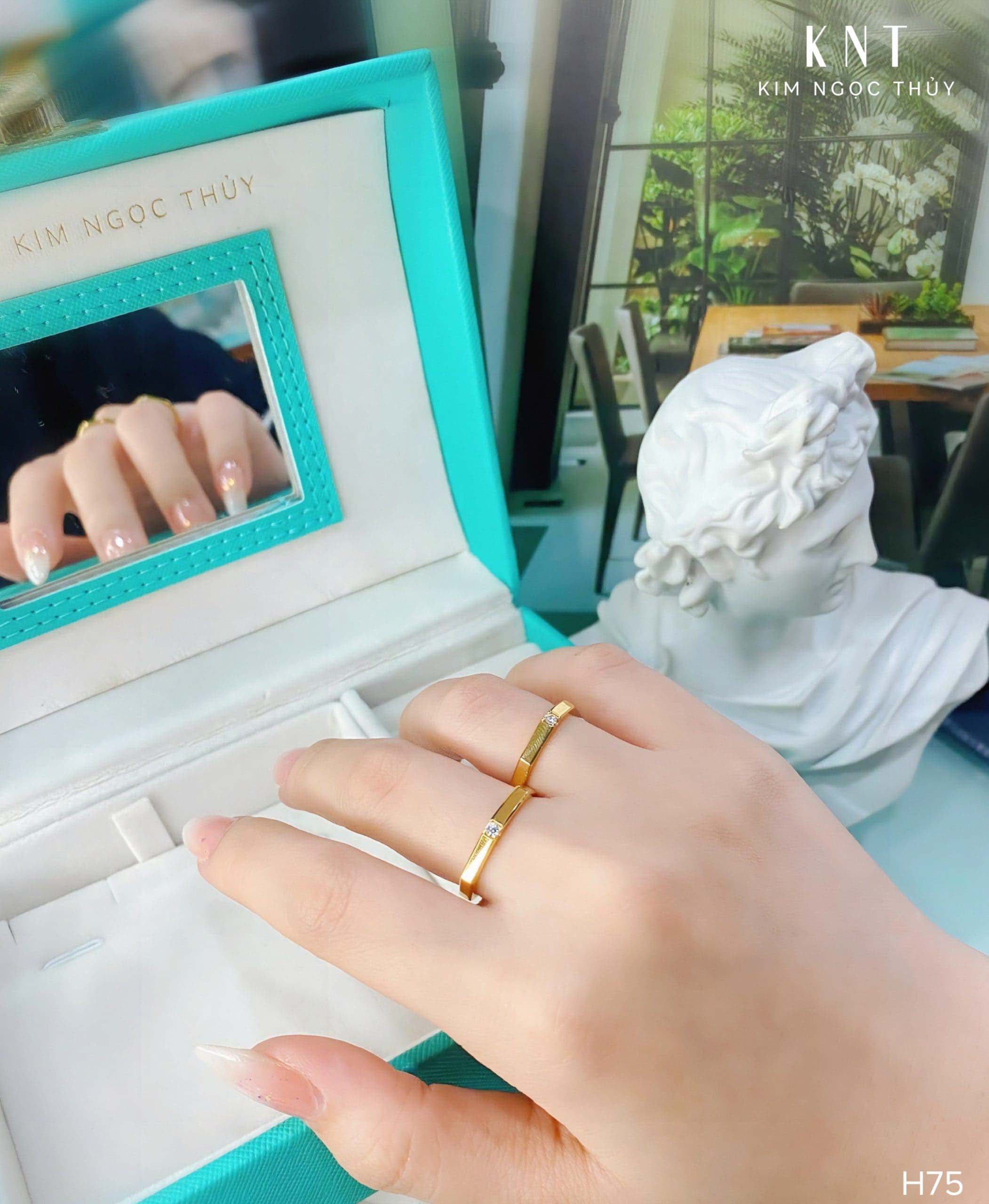 Nhẫn cưới H75 chất liệu vàng 10K/14K/607/18K sang trọng