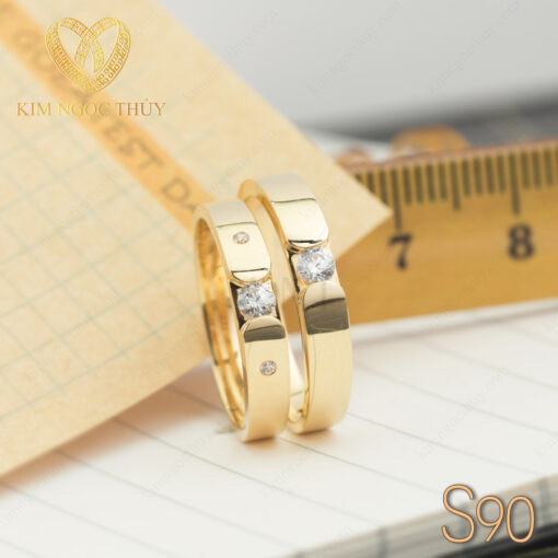 Nhẫn cưới S90 đính đá chủ sáng lấp lánh