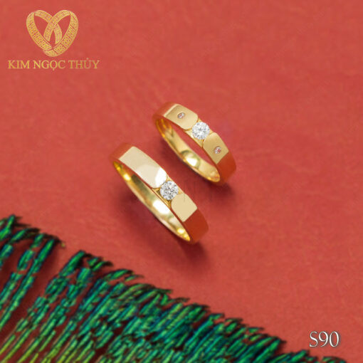 Nhẫn cưới S90 nhẫn nữ điểm đá nhỏ tinh tế