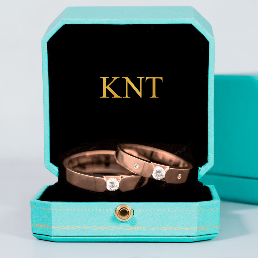 Nhẫn cưới S90 màu vàng hồng độc đáo