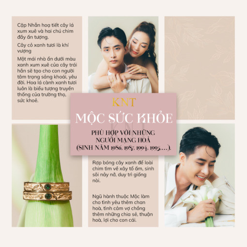 Nhẫn cưới Harmony E858 với ý nghĩa mong cầu sức khoẻ cho cặp đôi