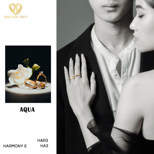 Nhẫn cưới Harmony E Aqua HA3 + HAR3 thiết kế sang trọng và thanh lịch
