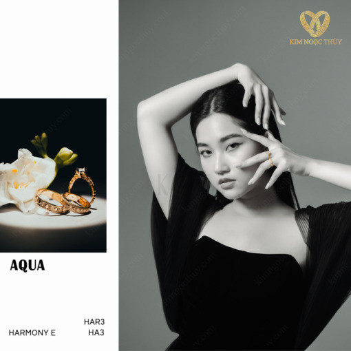 Nhẫn cưới Harmony E Aqua HA3 + HAR3 phù hợp với cặp đôi yêu thích sự mới mẻ