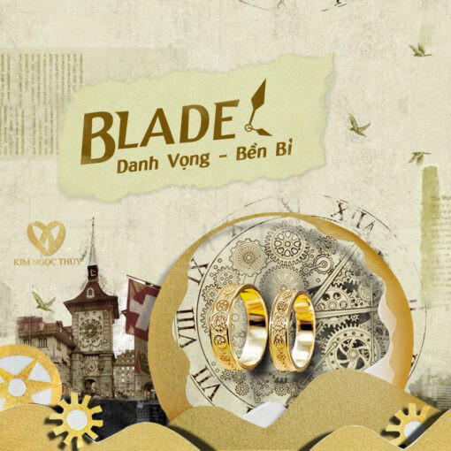 Nhẫn cưới Harmony E Blade HA1 + HAR1 hoạ tiết đồng hồ trên tháp Zytglogge