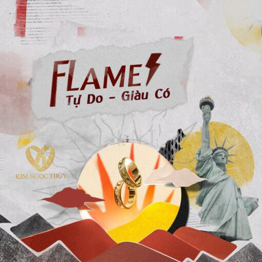 Nhẫn cưới Harmony E Flame HA4 + HAR4 hoạ tiết tượng nữ thần tự do