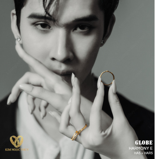 Nhẫn cưới Harmony E Globe HA5 + HAR5 khắc tên miễn phí