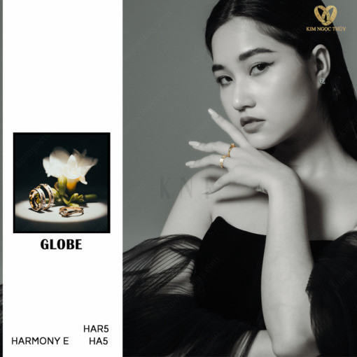 Nhẫn cưới Harmony E Globe HA5 + HAR5 mang đến vẻ thanh lịch, mềm mại cho nhẫn nữ