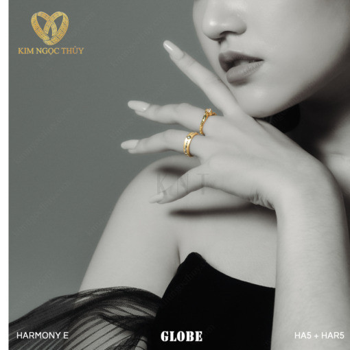 Nhẫn cưới Harmony E Globe HA5 + HAR5 bản vừa thoải mái khi đeo