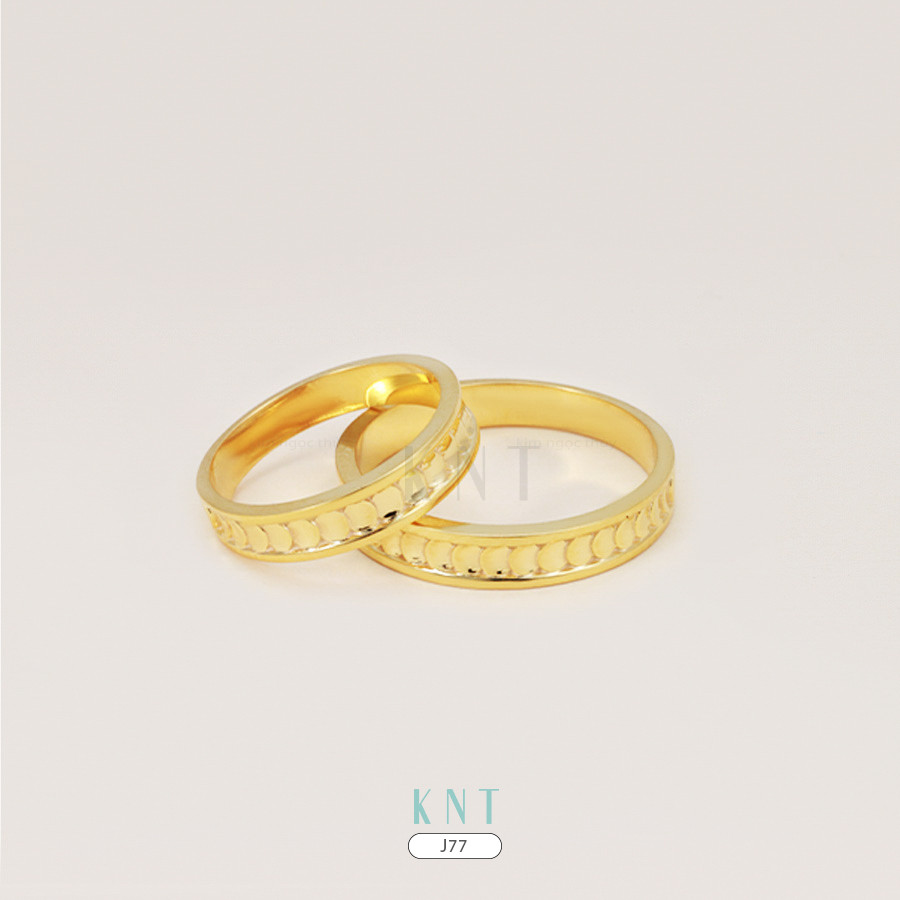 Nhẫn cưới J77 hoạ tiết tròn tinh tế