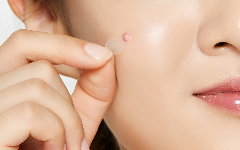 Dùng miếng dán mụn để hút dịch mủ, làm dịu
