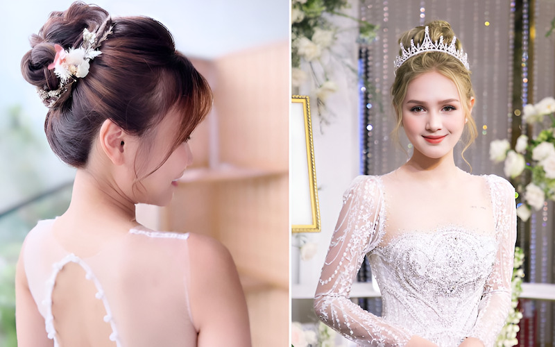 Thảo luận với MUA (nếu MUA làm cả tóc) hoặc nhà tạo mẫu tóc riêng về kiểu tóc phù hợp với layout makeup