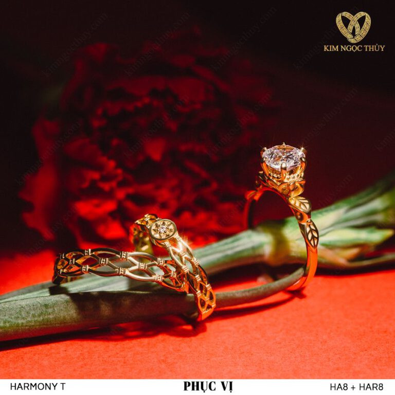 Cặp nhẫn cưới Phục Vị Harmony T vàng 10K/14K/8K/604 cao cấp
