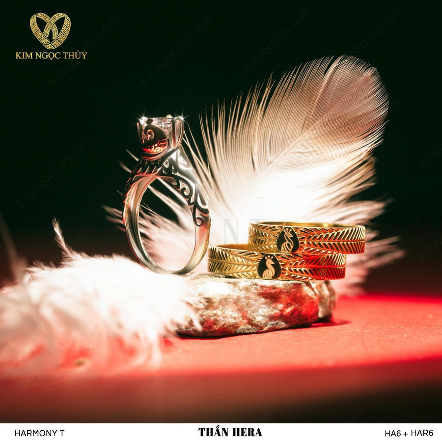 Cặp nhẫn cưới Thần Hera Harmony T vàng 10K/14K/18K/607