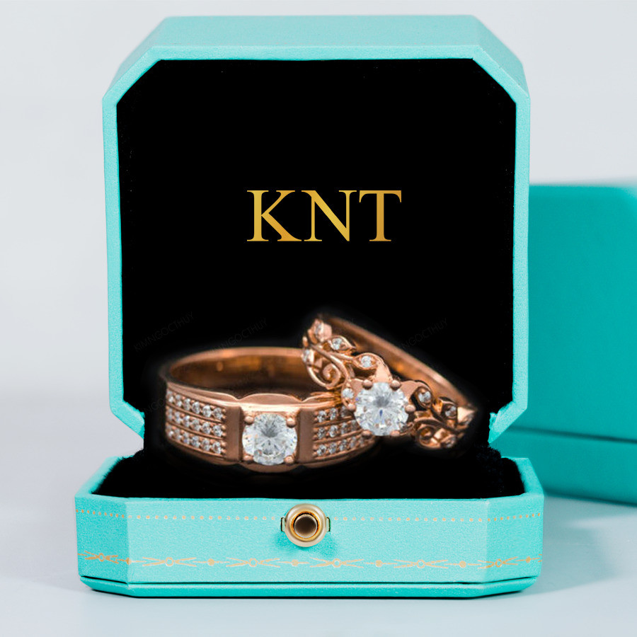 Nhẫn cưới F107 màu vàng hồng độc đáo và cá tính