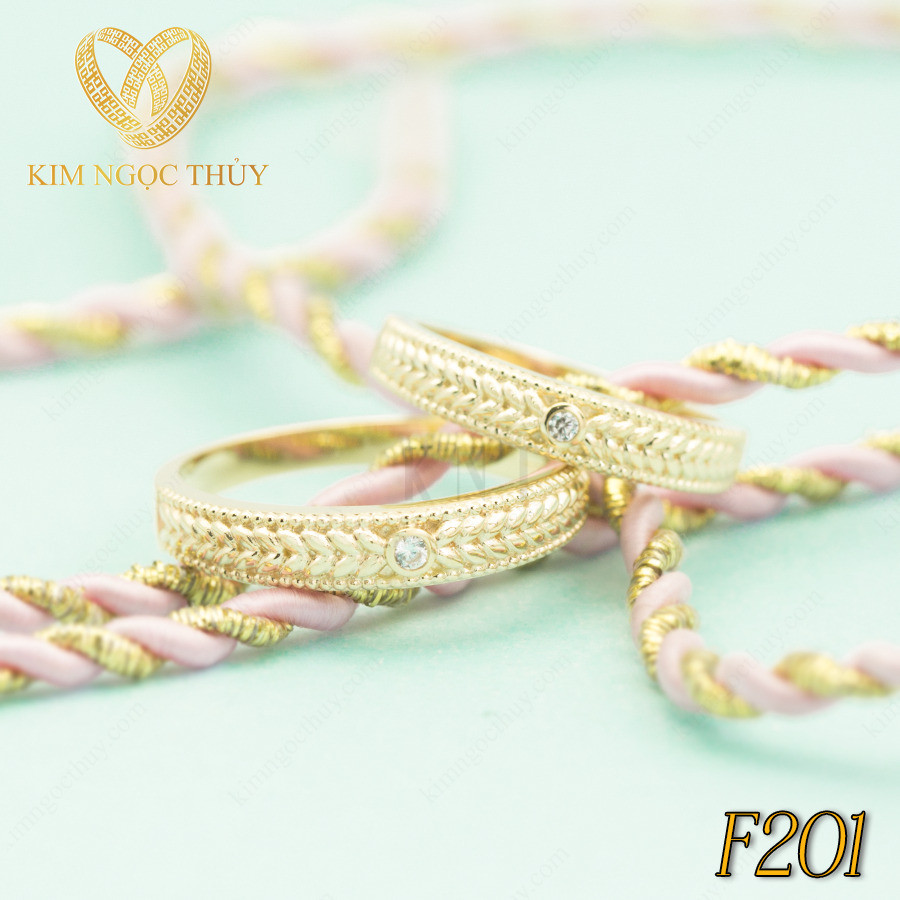 Nhẫn cưới F201 với họa tiết dây bện tinh xảo